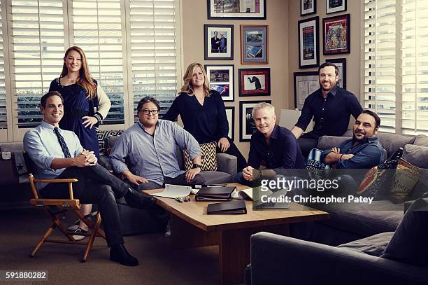 Producer Greg Berlanti is photographed with his production team from left Sarah Schechter, Carl Ogawa, Jennifer Lence, Blake Neely, David Rapport,...