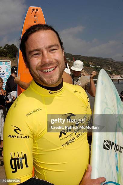 Chris Pontius attends The Rip Curl Malibu Pro hosts Celebrity Surf 'Bout to benefit Heal the Bay at Malibu Surfrider Beach on October 8, 2005 in...