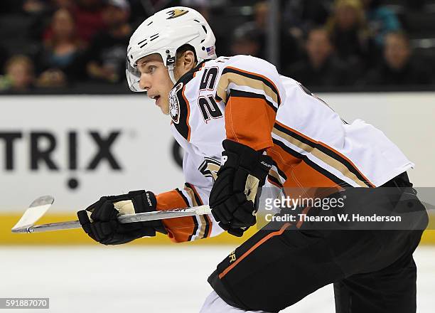 Mike Santorelli of the Anaheim Ducks plays in the game against the San Jose Sharks at SAP Center on November 7, 2015 in San Jose, California.