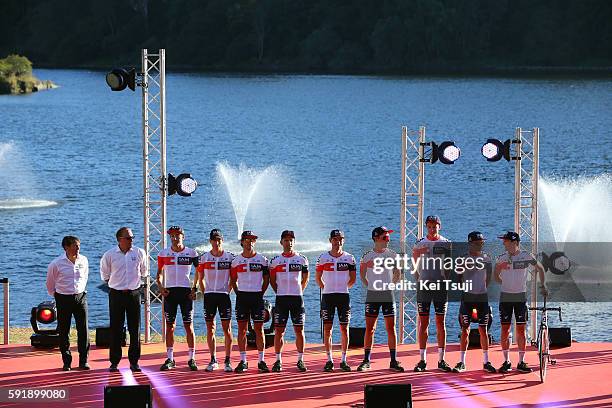 71st Tour of Spain 2016 / Team Presentation Podium / Team Iam Cycling / Mathias FRANK / Clement CHEVRIER / Dries DEVENYNS / Simon PELLAUD / Vincente...
