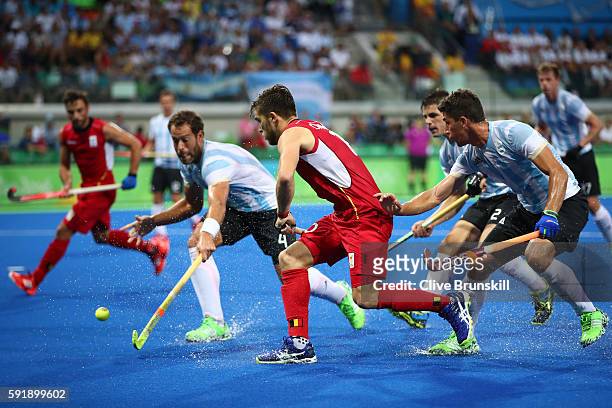 Cedric Charlier of Belgium during the Men's Hockey Gold Medal match between Belgium and Argentina on Day 13 of the Rio 2016 Olympic Games at Olympic...