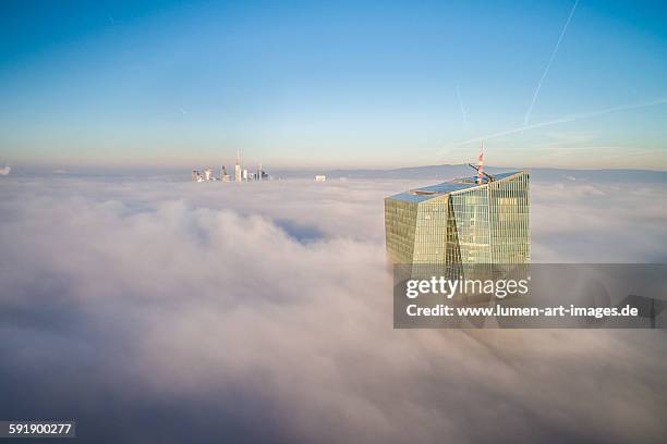 frankfurt - cloud city - european central bank stock pictures, royalty-free photos & images