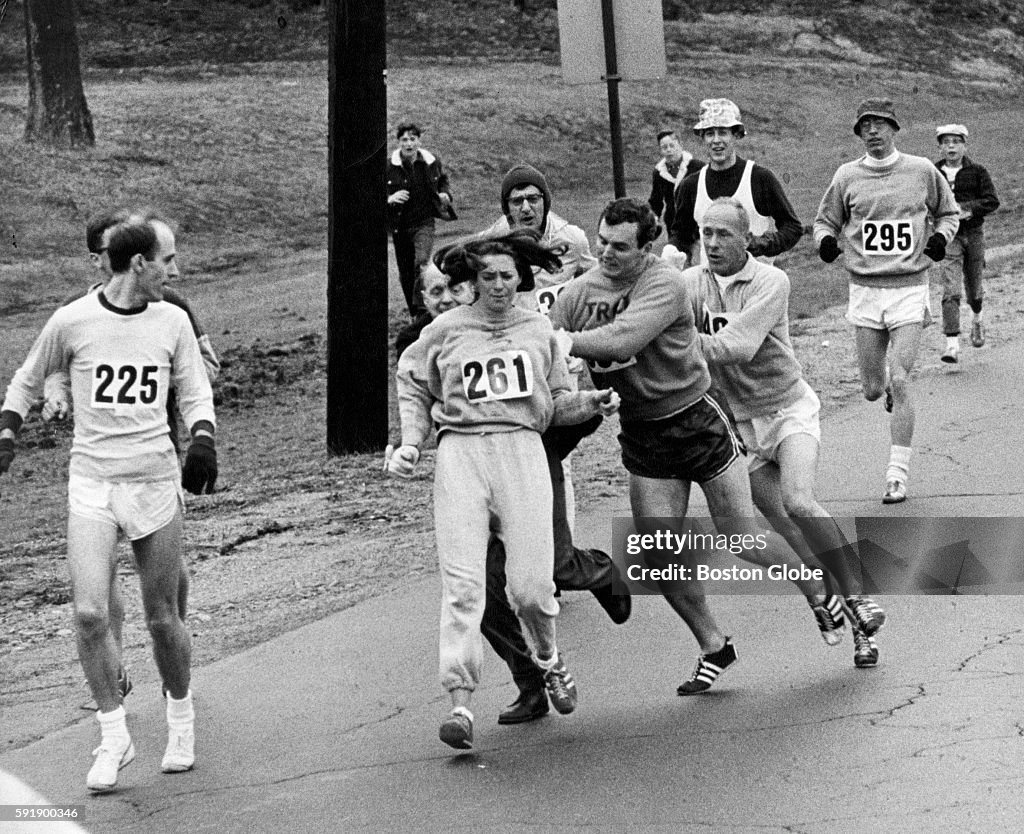 Kathy Switzer Roughed Up By Jock Semple In Boston Marathon