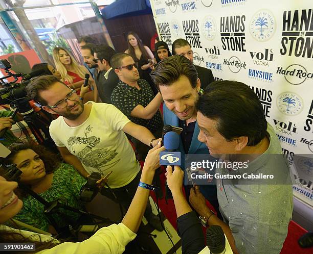 Roberto Duran and Edgar Ramirez attends the Key to the City Event on August 18, 2016 in Miami, Florida.