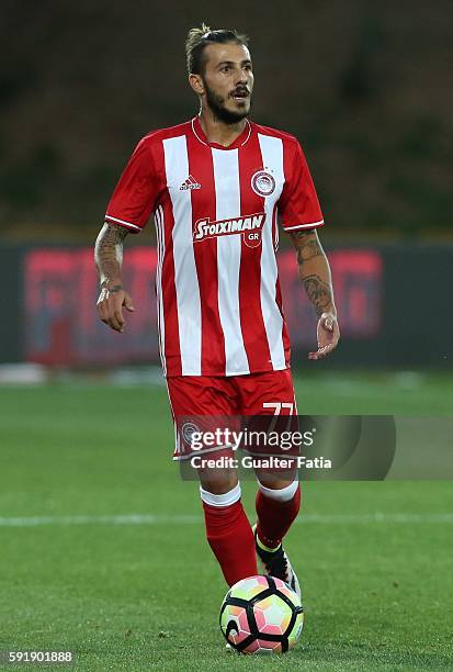 Olympiacos FC's defender from Portugal Diogo Figueiras in action during the UEFA Europa League match between FC Arouca and Olympiacos FC at Estadio...