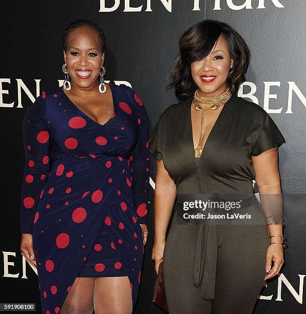 Singers Erica Atkins-Campbell and Trecina "Tina" Atkins-Campbell of gospel duo Mary Mary attend the premiere of "Ben-Hur" at TCL Chinese Theatre IMAX...