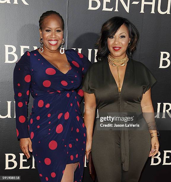 Singers Erica Atkins-Campbell and Trecina "Tina" Atkins-Campbell of gospel duo Mary Mary attend the premiere of "Ben-Hur" at TCL Chinese Theatre IMAX...