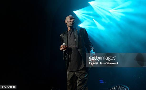Maxi Jazz of Faithless performs on stage at the O2 Academy Brixton on August 18, 2016 in London, England.