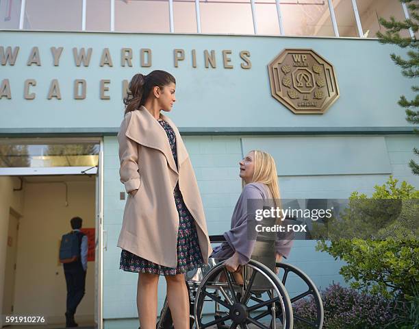 Nimrat Kaur and Hope Davis in the "Exit Strategy" episode of WAYWARD PINES airing Wednesday, June 15 on FOX.