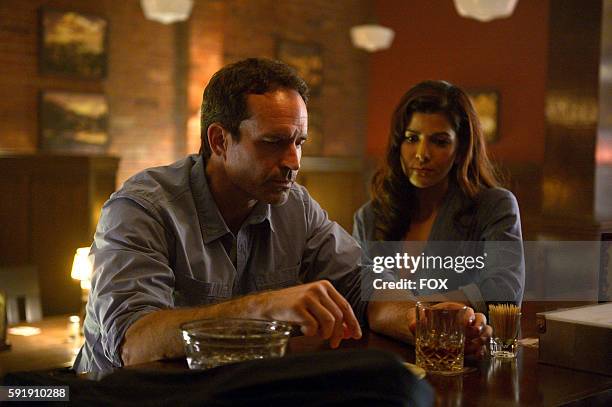 Jason Patric and Nimrat Kaur in the City Upon A Hill episode of WAYWARD PINES airing Wednesday, June 29 on FOX.