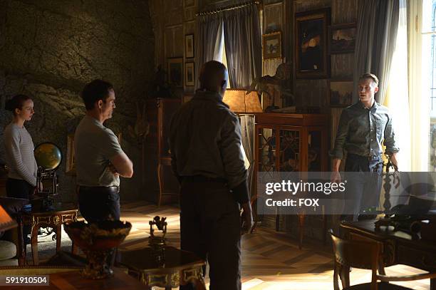 Kacey Rohl, Jason Patric, Djimon Hounsou and Tom Stevens in the "Walcott Prep" episode of WAYWARD PINES airing Wednesday, July 20 on FOX.