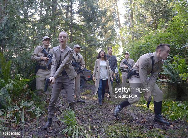 Kacey Rohl, Nimrat Kaur, Josh Helman and Tom Stevens in the "Pass Judgment" episode of WAYWARD PINES airing Wednesday, July 13 on FOX.