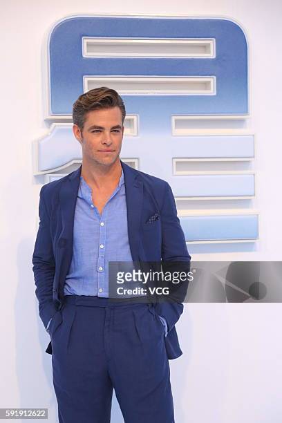 Actor Chris Pine attends "Star Trek Beyond" red carpet at Indigo Mall on August 18, 2016 in Beijing, China.