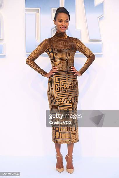 Actress Zoe Saldana attends "Star Trek Beyond" red carpet at Indigo Mall on August 18, 2016 in Beijing, China.