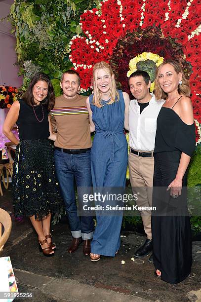 Katherine Ross, Chris Peters, Elle Fanning, Shane Gabier and Angelique Soave attend Just One Eye x Creatures of the Wind Collaboration Dinner at Just...