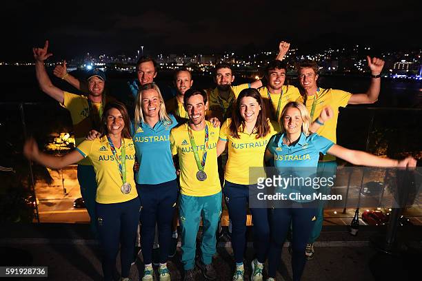 Back row left to right - Australian Olympic Sailing Team athletes Nathan Outteridge, Jake Lilley, Tom Burton, Jason Waterhouse, Iain Jensen, Will...