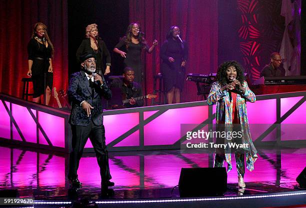 The S.O.S. Band's Abdul Ra'oof and Mary Davis perform during the NMAAM 2016 Black Music Honors on August 18, 2016 in Nashville, Tennessee.