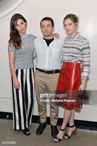 Rainey Qualley, Shane Gabier and Zoe Levin attend Just One Eye x Creatures of the Wind Collaboration Dinner at Just One Eye on August 18, 2016 in Los...