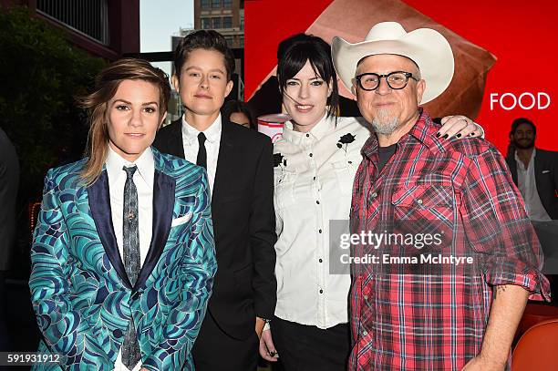 Actress/comedian Cameron Esposito, Rhea Butcher, and actor Bobcat Goldthwait attend the reception for truTV's 'Adam Ruins Everything' at The Library...