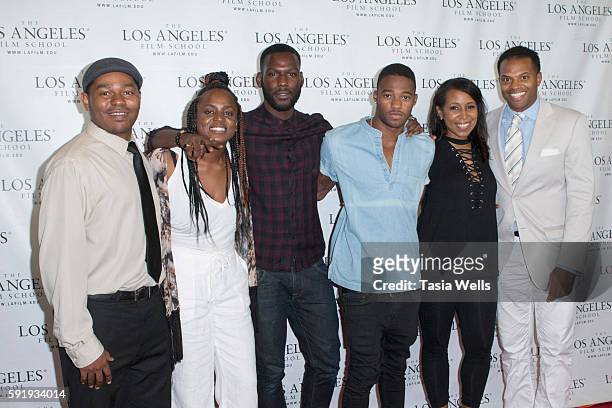 Actor Kofi Siriboe and Christopher Meyer attend screening of Focus World's "Kicks" at Los Angeles Film School on August 18, 2016 in Los Angeles,...