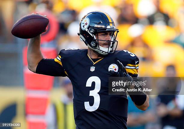 Landry Jones of the Pittsburgh Steelers in action during the game against the Philadelphia Eagles on August 18, 2016 at Heinz Field in Pittsburgh,...