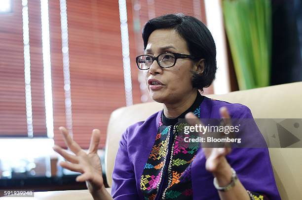 Sri Mulyani Indrawati, Indonesia's minister of finance, speaks during an interview in Jakarta, Indonesia, on Friday, Aug. 19, 2016. Indrawati is...
