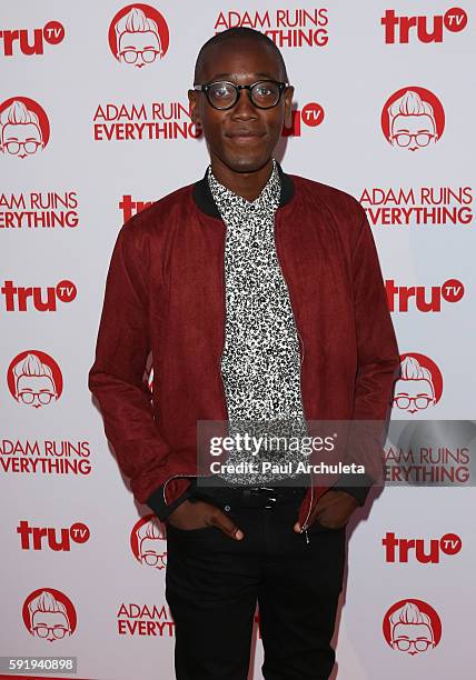 Actor Adwin Brown attends the screening and reception for truTV's "Adam Ruins Everything" at The Library at The Redbury on August 18, 2016 in...