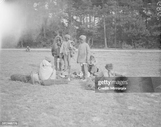 Soldiers from the 3rd Lahore Indian Division seen here striking camp near Orleans, France in preparation to move up to the front. Circa October 1914