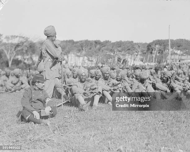 Indian troops of the The 15th Ludhiana Sikhs regiment part of the 3rd Indian Division seen here at their rest camp on the race course at Maerseilles,...