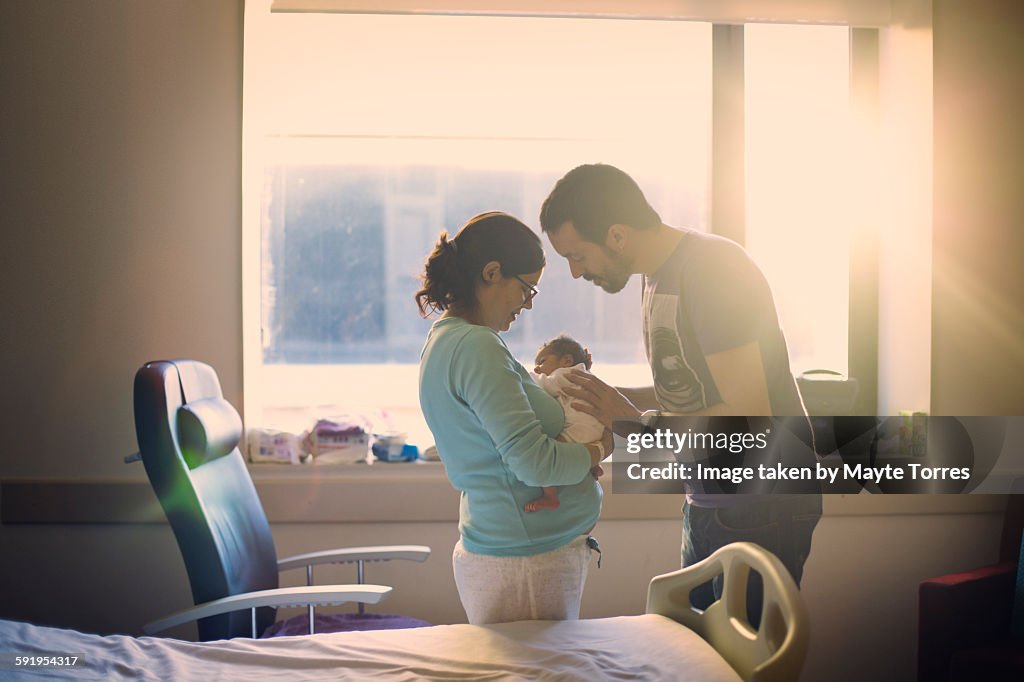 Parents with newborn at hospital