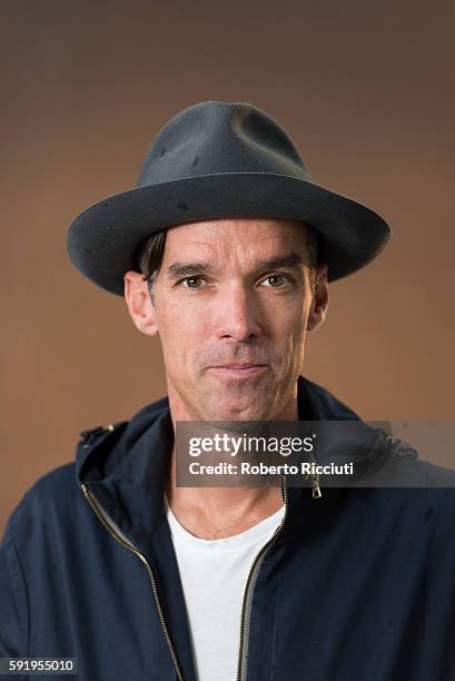 Scottish former professional cyclist David Millar attends a photocall at Edinburgh International Book Festival at Charlotte Square Gardens on August...