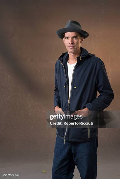 Scottish former professional cyclist David Millar attends a photocall at Edinburgh International Book Festival at Charlotte Square Gardens on August...