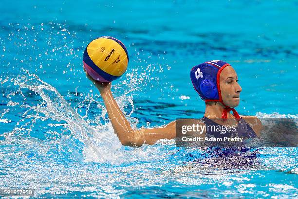 Elvina Karimova of Russia in action during the Women's Water Polo Bronze Medal match between Hungary and Russia on Day 14 of the Rio 2016 Olympic...