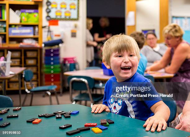 Ashton Hutchins in his classroom at Songo Locks School on the second to last day of their special "Jump Start" program. The Lakes Region School...