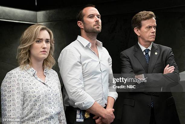 Episode 201-- Pictured: Ashley Johnson as Patterson, Sullivan Stapleton as Kurt Weller, Dylan Baker as Director Pellington --