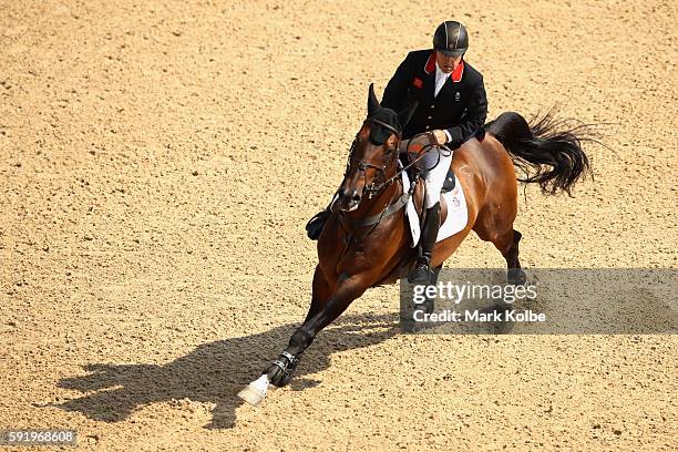 Nick Skelton of Great Britain riding Big Star competes during the Equestrian Jumping Individual Final Round on Day 14 of the Rio 2016 Olympic Games...