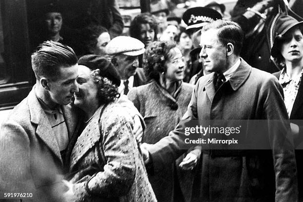 Survivors of SS Athenia in Glasgow. SS Athenia was the first British ship to be sunk by Nazi Germany in World War II, sinking on 3rd September 1939...