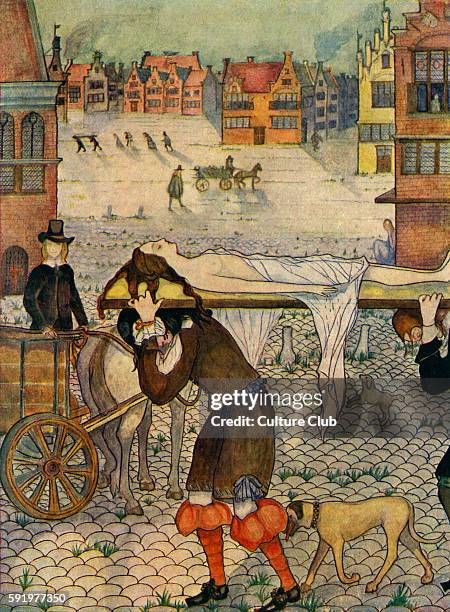 Great Plague of London - illustration by Kitty Shannon, 1926. Epidemic of bubonic plague, 1665Ð66.