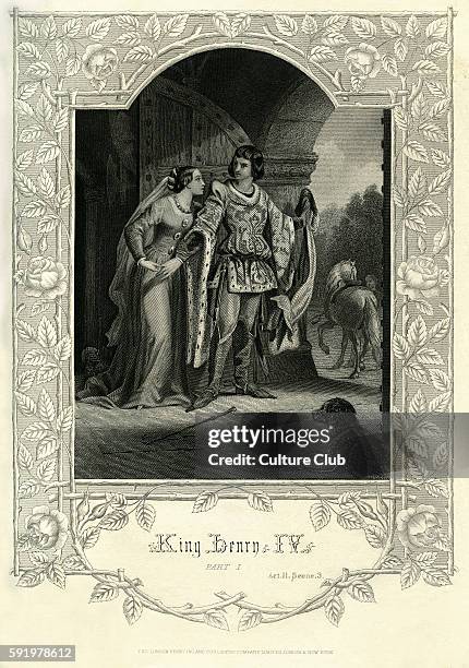 King Henry IV by William Shakespeare. Act II Scene 3. Caption reads 'Hotspur and Lady Percy'. Engraving. English poet and playwright baptised 26...