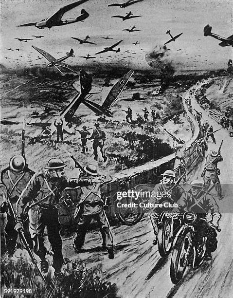 Home Guard. Artist's impression of how the home guards would deal with an invasion by glider planes.