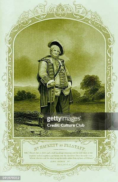 King Henry IV by William Shakespeare. Act IV Scene 3. Mr Hackett as Falstaff Caption reads: 'There's but a shirt and a half in all my company'....