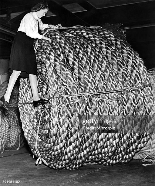 Huge coil of rope weighing three and a half tons and 720 feet in length and is 18 inches in circumference. It is used for Admiralty salvage work and...