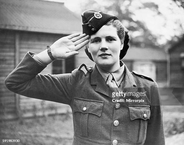 Mary Churchill daughter of Prime Minister Winston Churchill seen here on parade in the ATS. 28th September 1941