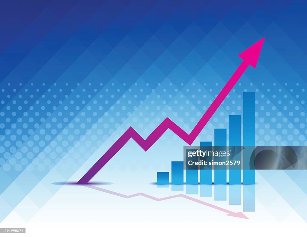 increasing bar graph with arrow design i graphic by... Illustrated Bar Graph And Arrow High-Res Vector Graphic - Getty Images