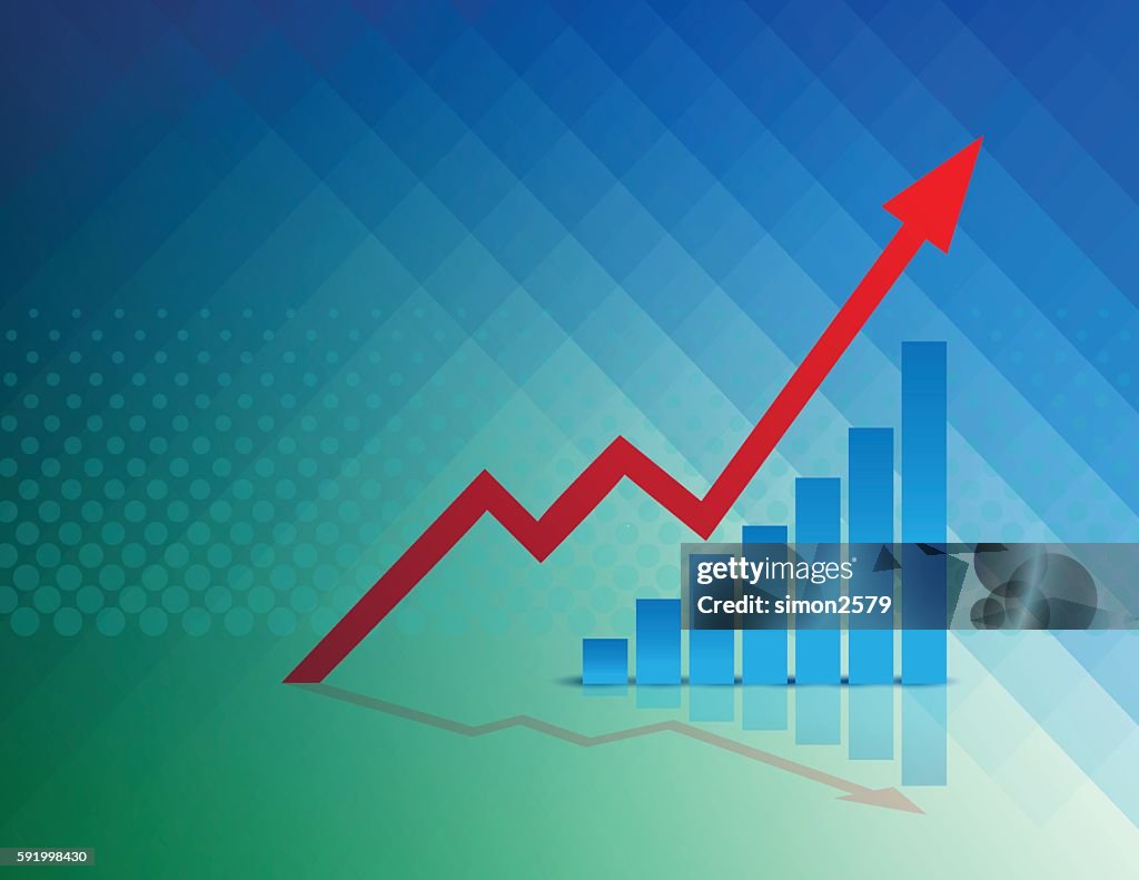 increasing bar graph with arrow design i graphic by... Illustrated Bar Graph And Arrow High-Res Vector Graphic - Getty Images