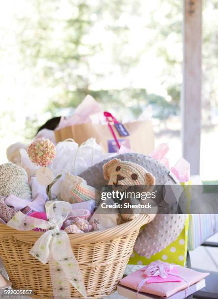 baskets of toys for baby shower - outdoor baby shower stock pictures, royalty-free photos & images