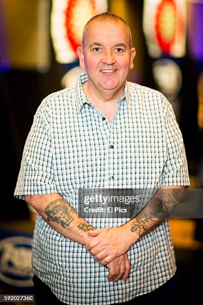 Phil "The Power" Taylor poses for a portrait during the launch of the The World Series of Darts returns to Sydney in the 2016 Ladbrokes Sydney Darts...