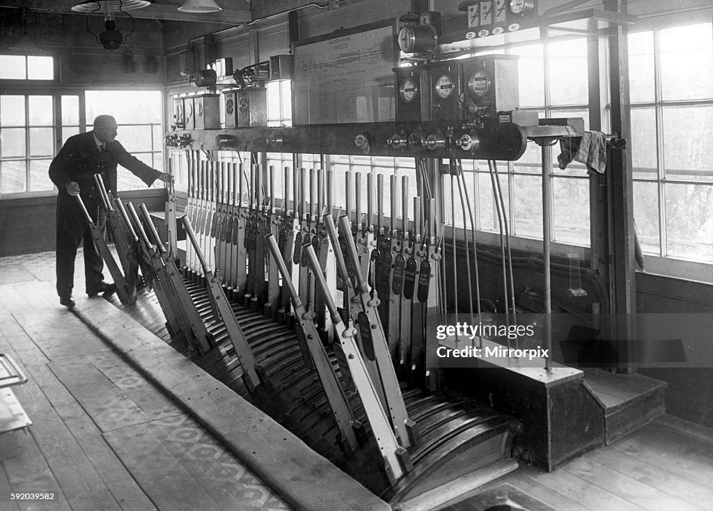 Signalman at work in his Signalbox. c.1950 P044400 English Railways.