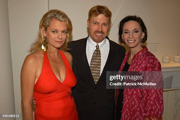 Debbie Bancroft, Michael Witmer and Michele Gerber Klein attend Cocktail Party to Launch The Douglas Hannant Fur Collection by Alexandros at Home of...