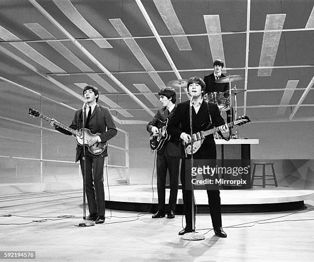 Beatles Files 1964 John Lennon Paul McCartney George Harrison and Ringo Starr rehearse their appearance on the Ed Sullivan show 1964 beatexhib12
